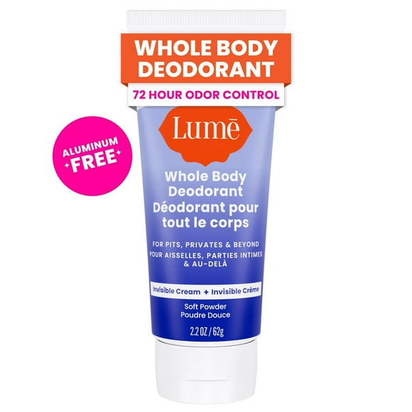 Lume Whole Body Women’s Deodorant - Invisible Cream Tube - Aluminum Free - Soft Powder Scent - 2.2oz, 2.2oz