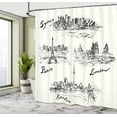 thumbnail image 5 of Ambesonne Urban Shower Curtain, World's Famous Cities, 69"Wx70"L, Cream Black, 5 of 5