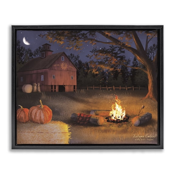 Stupell Industries Rustic Lodge Autumn Campfire Embers Black Floating Frame Canvas Art, 21 x 17, by Billy Jacobs
