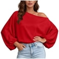 thumbnail image 2 of Neewe Womens Casual Off Shoulder Tops Long Sleeve Fashion Flowy Pullover Casual Fashionable Daily Outfits, 2 of 5
