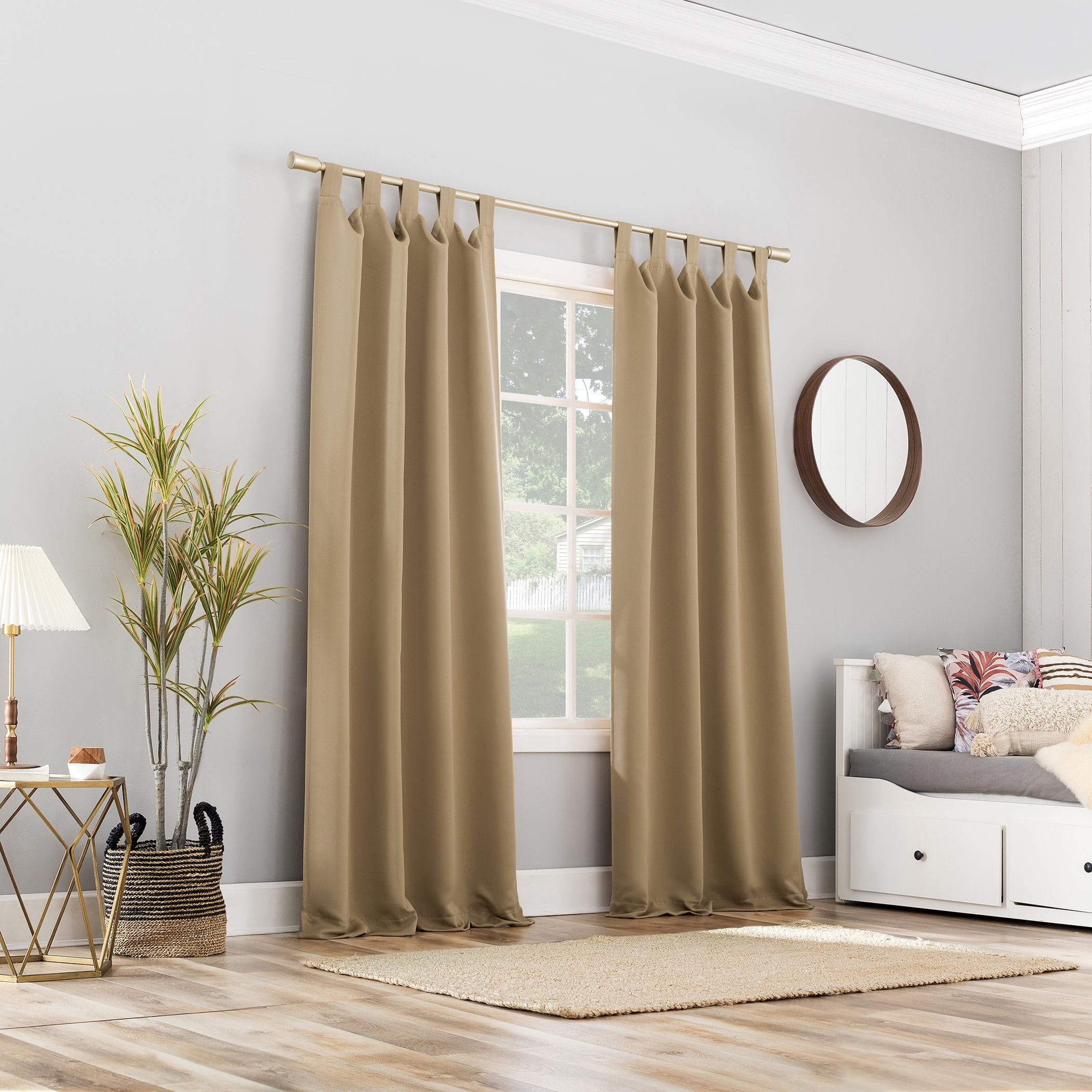 Sun Zero Brant Energy Saving Blackout Tab Top Curtain Panel, 40" X 84", Taupe