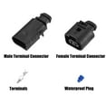 thumbnail image 3 of 1 Set Horn Connector 2pcs Male and Female Terminals for Audi A6 2019-2020 Black, 3 of 7