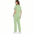 thumbnail image 4 of Scrub Pants for Women, Back-To-School Nursing Clinicals Quick Dry Uniform Bundle Flu Season Preparedness Medical Staff Wrinkle-Free Outfit Dual-Layer Modesty V-Neck Top Green S, 4 of 4