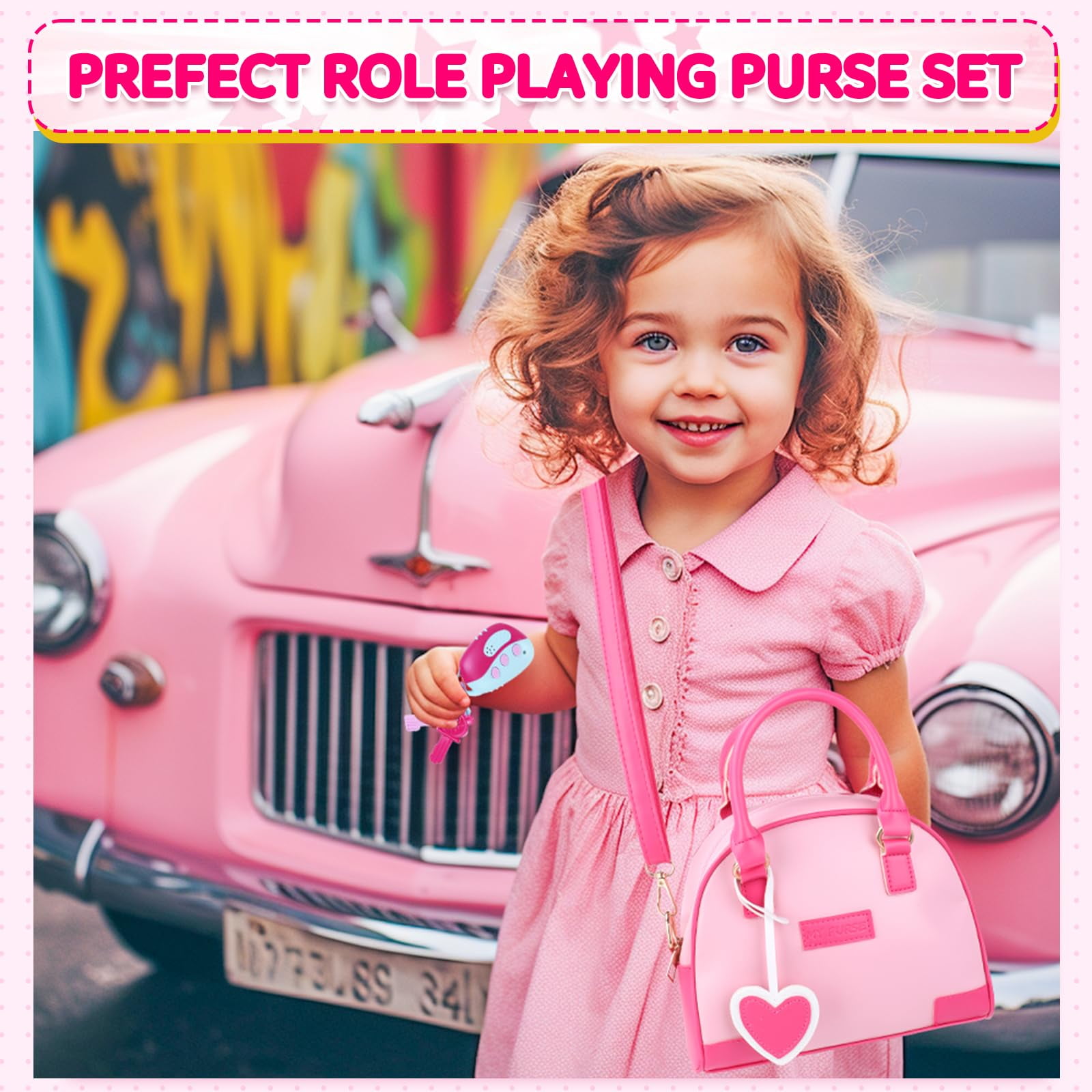 INNOCHEER Little Girls Purse Kids Toy Purse with Pretend Makeup Play Purse for Little Girls Pretend Play Toddler Purs Walmart