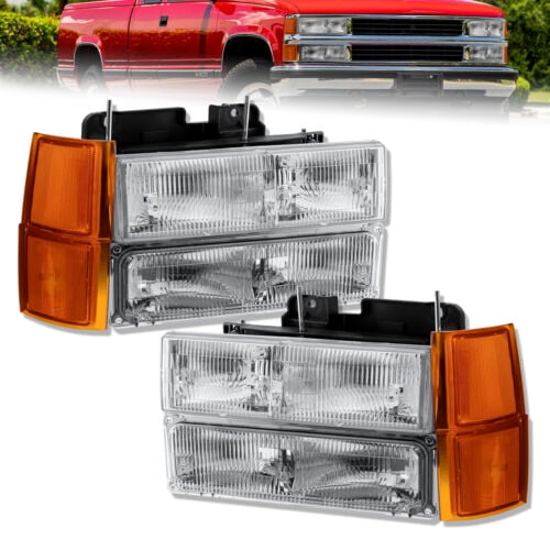 MOSTPLUS Pair Headlights Kit for 1994-1999 Chevy K1500 C1500 K2500 C2500 Suburban