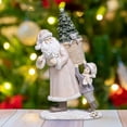 thumbnail image 4 of Decoraciones de Papá Noel Estatuilla de Papá Noel Decoración navideña de resina Figura coleccionable para chimenea Interior Exterior Granja, 4 of 8
