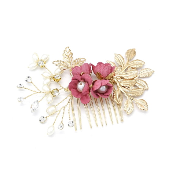 Bridal Hair Combs, Wedding Hair Comb Crystal Flower Hair Clips Bride Bridesmaid Hair Sides Comb Rhinestone Barrettes, Pearl Flower Hair Pins Hair Accessories for Women Girls (Light Blue)