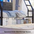 thumbnail image 5 of Bunk Bed Twin Over Twin with 4 Storage Drawers & Shelves & Bedside Caddy, Bunk Beds Twin Metal Loft Bed with Led Lights and Charging Station,with 13.4"Guardrail & Ladder, Black, 5 of 9