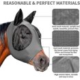 thumbnail image 3 of Horse Fly Mask, Fly Masks For Horses With Ears, Smooth & Elasticity Lycra Fly Mask, Avoid Equine Fly And Uv Protection(grey, Full (large)), 3 of 5