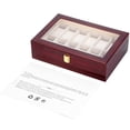 thumbnail image 5 of Uten 12-Slot Wooden Watch Box Case for Men, Watch Collection & Display Organizer with Glass Top & Velvet Lining, Red, 5 of 8