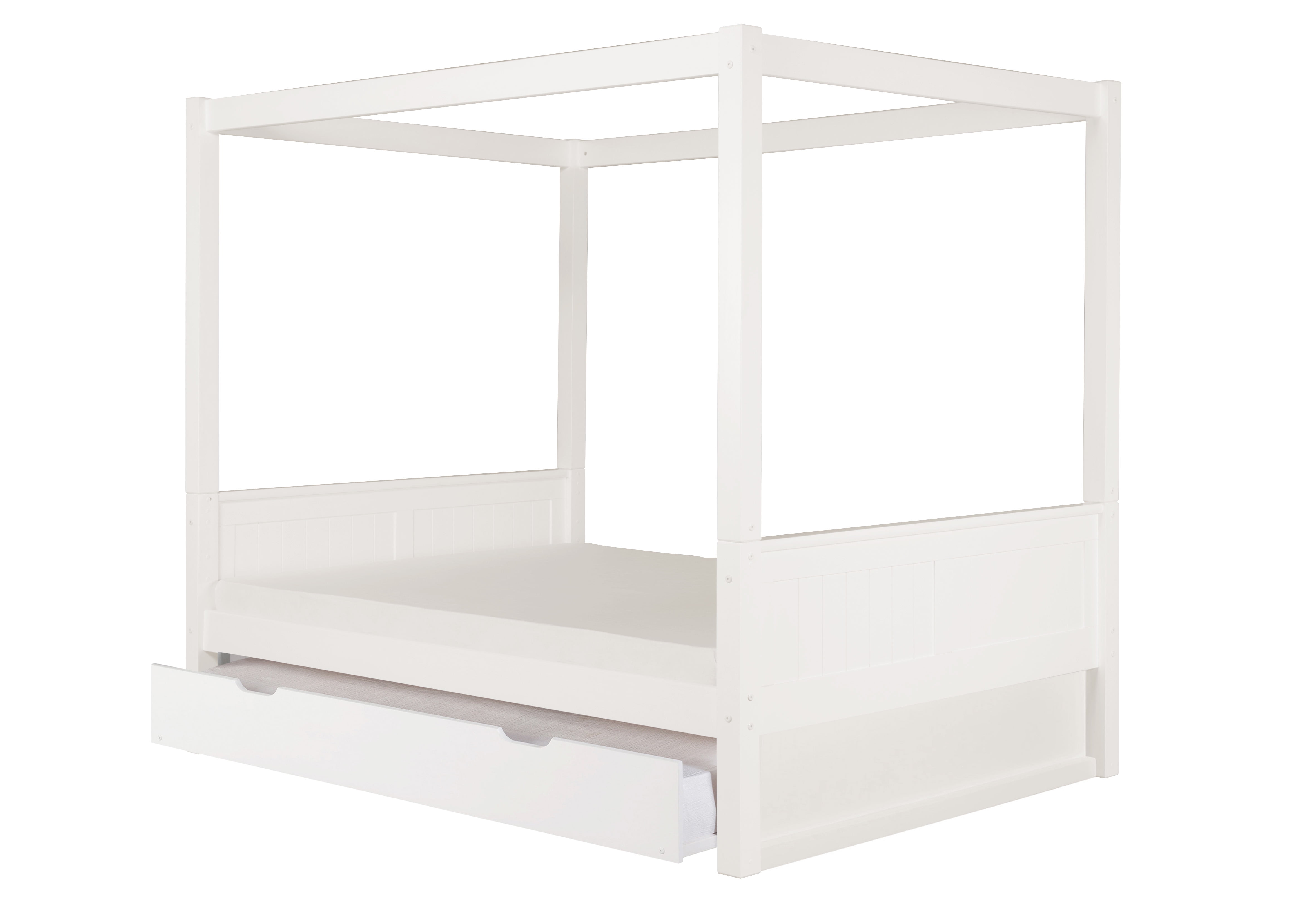 Camaflexi Full Size Canopy Bed with Twin Trundle Panel Headboard