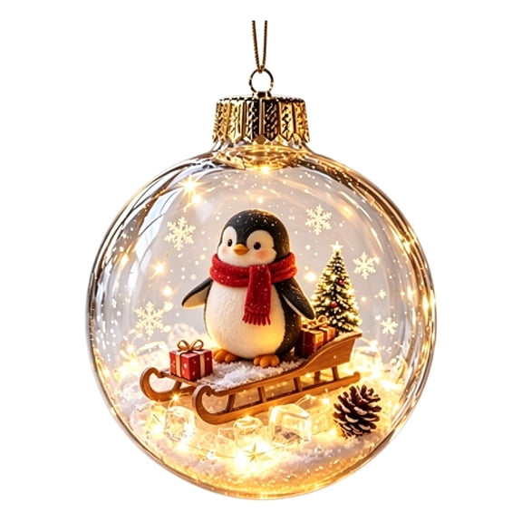 Glowing Christmas Ornament With Built‑In LED Lights, Battery Operated Hanging Acrylic Sphere Decoration for Holiday Tree, Home, Party & Festive Decor