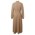 thumbnail image 3 of Women's Autumn And Winter Elegant Stand Collar Long Sleeve Waist Pleated Long Dress Dress Women Dresses Semi Formal Ladies Suit Two Piece Long Skirt Outfits for Women Bathing Suit Skirts Long Woman, 3 of 8