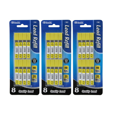 Bazic 0.9mm Mechanical Pencil Lead Refills, 20 Leads Per Tube, Pack of 24
