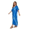 thumbnail image 4 of Beautybatik Blue Women Hippie Tie Dye Caftan Kaftan Loungewear Maxi Plus Size Long Dress 3X, 4 of 5