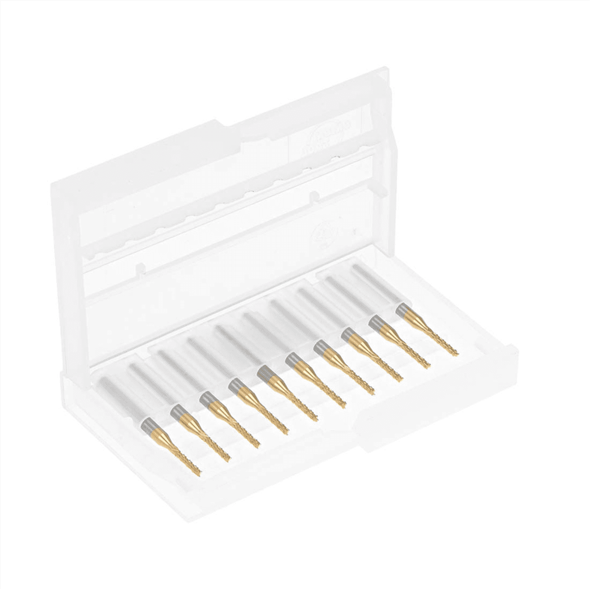 10PCS Titanium Coat Carbide End Mill Engraving Milling Cutter CNC Router Bits for PCB Machine, 1/8 Inch Shank 1.6Mm