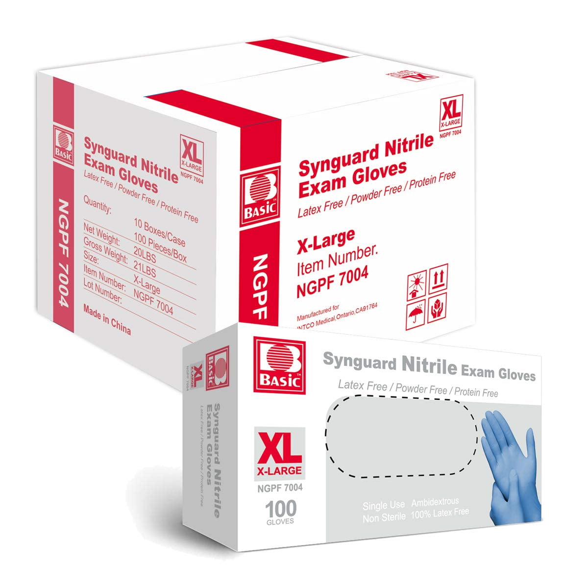 MySmile 1000pc XL Size Medical Disposable Synguard Nitrile Exam Gloves Blue Non-Sterile Latex Free Powder Free