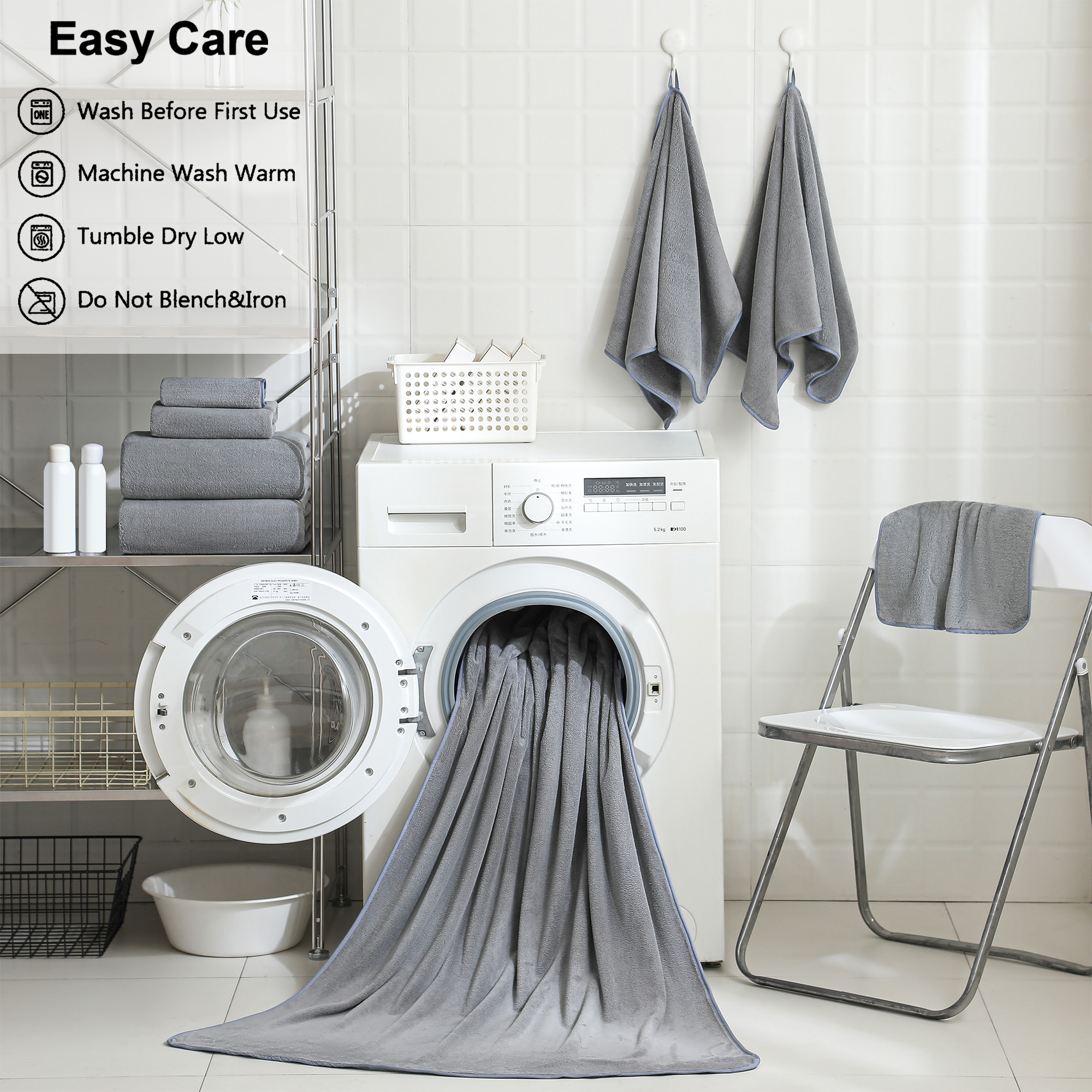 Jessy Home 4-Pack Ultra Soft Bath Towel Set, Dark Gray photo 7