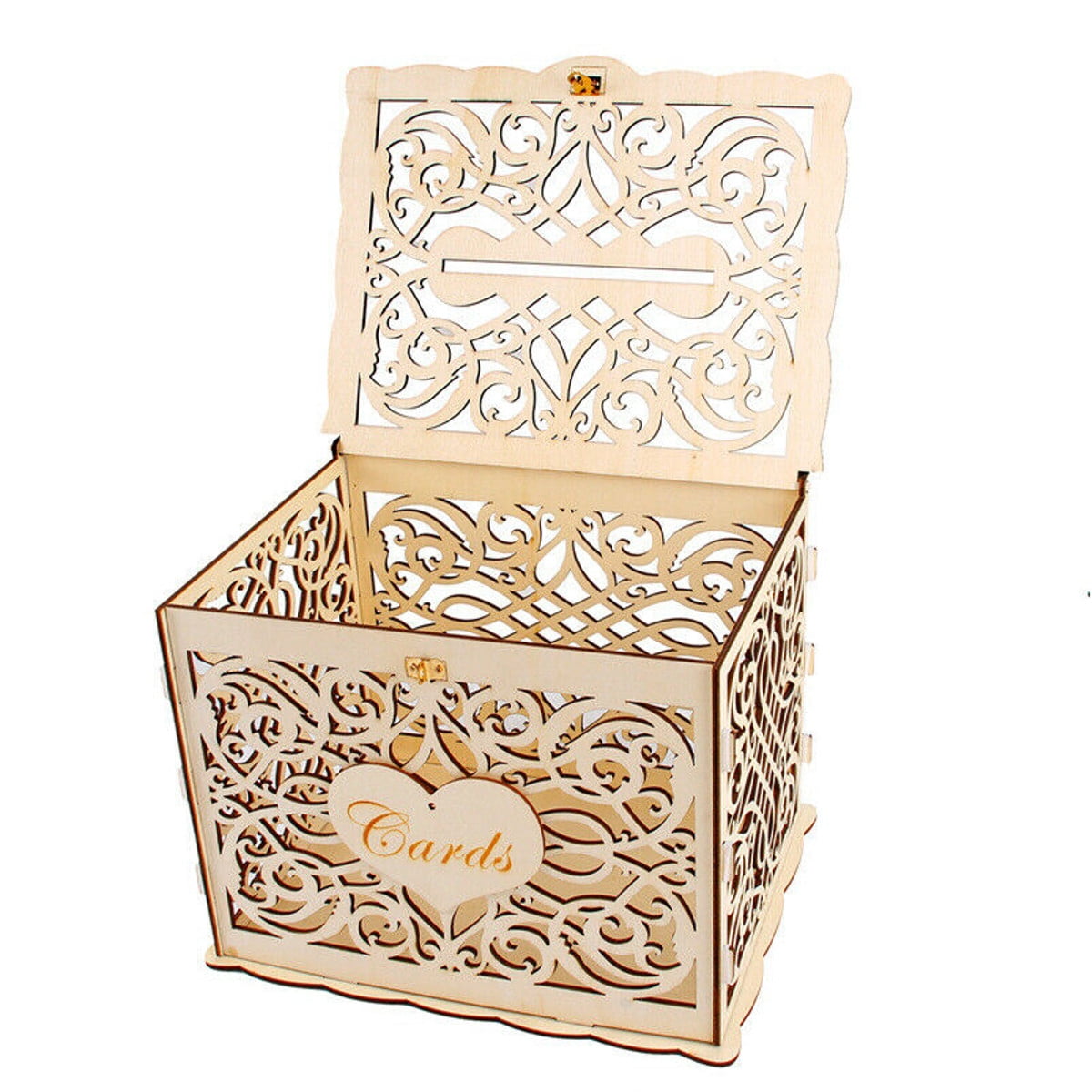 DIY Wedding Gift Card Box Wooden Money Box with Lock Box Kit Wedding Party Decor 
