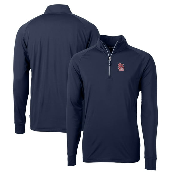 Men's Cutter & Buck Navy St. Louis Cardinals Big & Tall Adapt Eco Knit Stretch Recycled Quarter-Zip Pullover Top