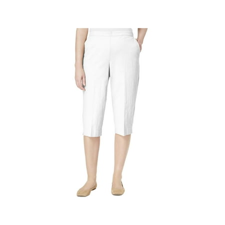 Alfred Dunner Capri Pants - Alfred Dunner Womens Cotton High Rise Capri Pants White 14