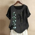 thumbnail image 2 of Birdeem Blouses pour Femmes Mode Imprimée Confortable Ample Manches Courtes Blouse Boutonnée Col Rond Décontracté, 2 of 12