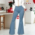 thumbnail image 2 of MIXUE Jeans For Women Solid Color Ladies Stretch Denim Flared Pants Casual Pants Trousers Daily-Wear,Blue,XXL, 2 of 5