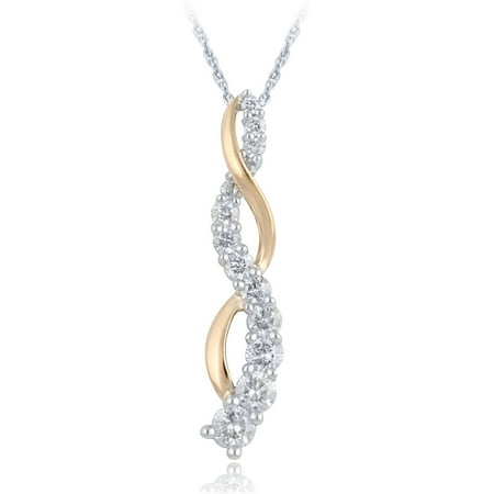 1/2 Carat T.W. Diamond 10kt White and Yellow Gold Journey Pendant, 18 Chain