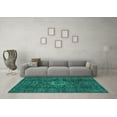 thumbnail image 3 of Ahgly Company Indoor Square Abstract Turquoise Blue Modern Area Rugs, 4' Square, 3 of 4