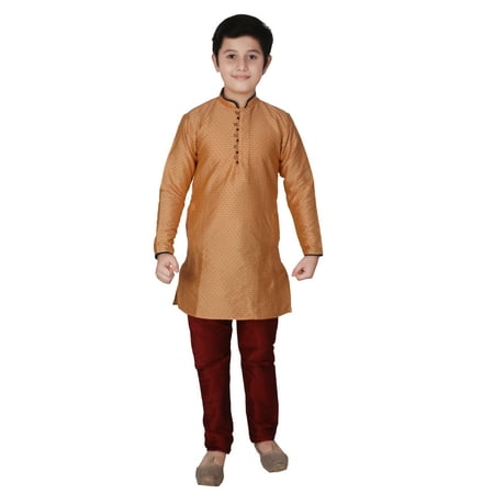 

Pro-Ethic Style Developer Kurta Pajama For Kids Boys With Latest Dedsign (Pockets In Kurta Or Pyjama) Orange 3-4 Years