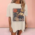 thumbnail image 2 of Puliio Womens Oversized Tshirt Flower Graphic Tees Music Short Sleeve Shirts Summer Casual Loose Beach Tops, 2 of 4
