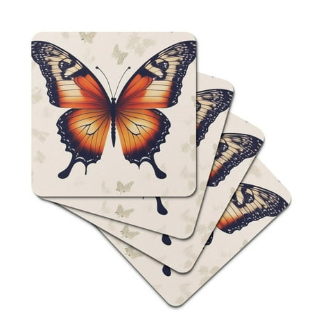 

Rubber Square Coasters Not Easily Deformed Soft and Have Thermal Insulation Properties with Yellow Butterfly Pattern