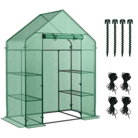 Costway Portable Mini Walk In Outdoor 4 Tier 8 Shelves Greenhouse