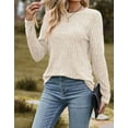 thumbnail image 2 of Women Top Tunic Sweater 2XL Pullover Ribbed Knit Comfort Lady Long Sleeve Autumn Daily Loungewear Relaxed Fit Stripe Cogild, 2 of 5