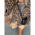 thumbnail image 4 of Abrigo de lana informal con estampado de leopardo para mujer, Chaqueta corta de manga larga con cuello elegante, ropa de calle alta para mujer, 4 of 5