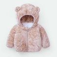 thumbnail image 2 of Odeerbi Toddler Winter Coat Kids Boys Girls Outerwear Jackets Baby Cute Ear Zipper Solid Long Sleeve Hooded 2025 Casual Outwear Warm Outwear Khaki, 2 of 4