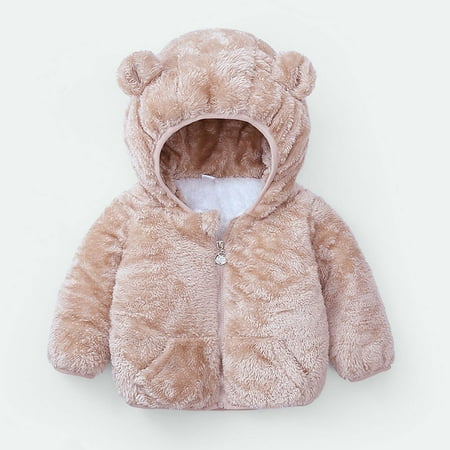 

Herrnalise Baby Girls Baby Boys Cute Ear Zipper Solid Long Sleeve Hooded Casual Outwear Warm Outwear
