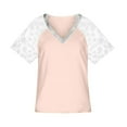 thumbnail image 4 of ICHUANYI Clearance Women Fashion Summer Sexy Fold Printed Regular Women Short Sleeves V Neck Button Top(Orange, M) ICHUANYI WER2023080907062, 4 of 5