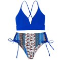 thumbnail image 1 of ENJOYW 2 Pcs/Set Swimwear Set Hollow out Floral Print Slim Fit Cross Strap Summer Bikini for SwimmingPolyester, 1 of 7