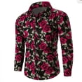 thumbnail image 5 of Camisa informal novedosa con estampado de rosas para hombre, con estampado de San Valentín, para uso diario, con solapa, manga larga, color rojo, tallas S a 5XL, envío rápido, 5 of 5