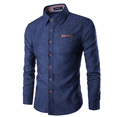 thumbnail image 1 of Opperiaya Mens Casual Shirt, Button-down Formal Top, Slim Fit Solid Color Clothes, 1 of 1