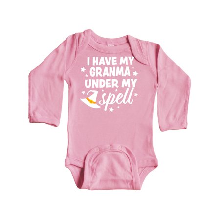 

Inktastic I Have My Granma Under My Spell with Cute Witch Hat Gift Baby Boy or Baby Girl Long Sleeve Bodysuit