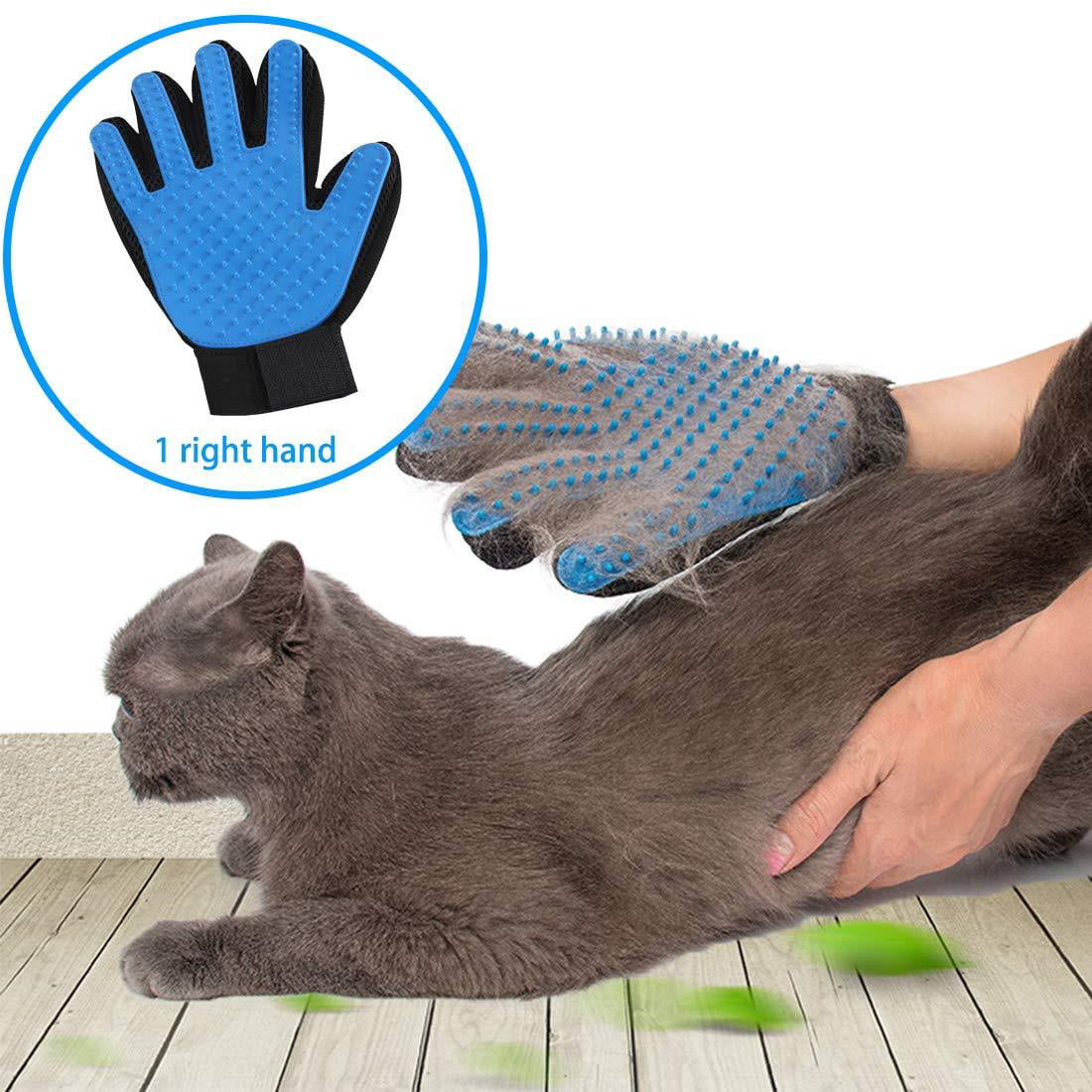 1 Pack Pink Massage Mitt with Enhanced Five Finger Design -Perfect for Dogs & Cats with Long & Short Fur Pet Hair Remover Glove Efficient Deshedding Glove Petcare Glove Brush Pet Grooming 