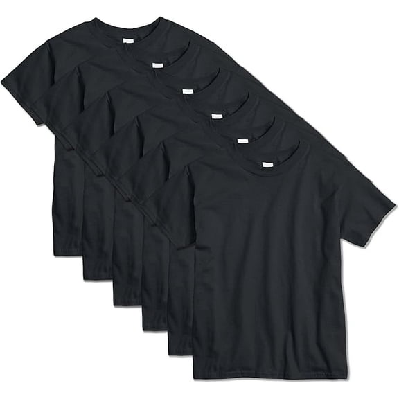 Hanes Boys/Girls Essentials 100% Cotton Short Sleeve T-shirt Black 2T ( 6-Pack)
