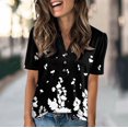 thumbnail image 2 of NAMTYQX Womens Going Out Tops Button V Neck Fashion Short Sleeve Plus Size Soft Comfort Loose Fitting Lounge Black Size 3XL, 2 of 5