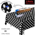 thumbnail image 2 of 2 Pack - Black Polka Dot Rolls 52 Inch x 100 Feet Picnic/Party Plastic Tablecloth Roll, Disposable Picnic Colored Table Cloth On a Roll, 2 of 3