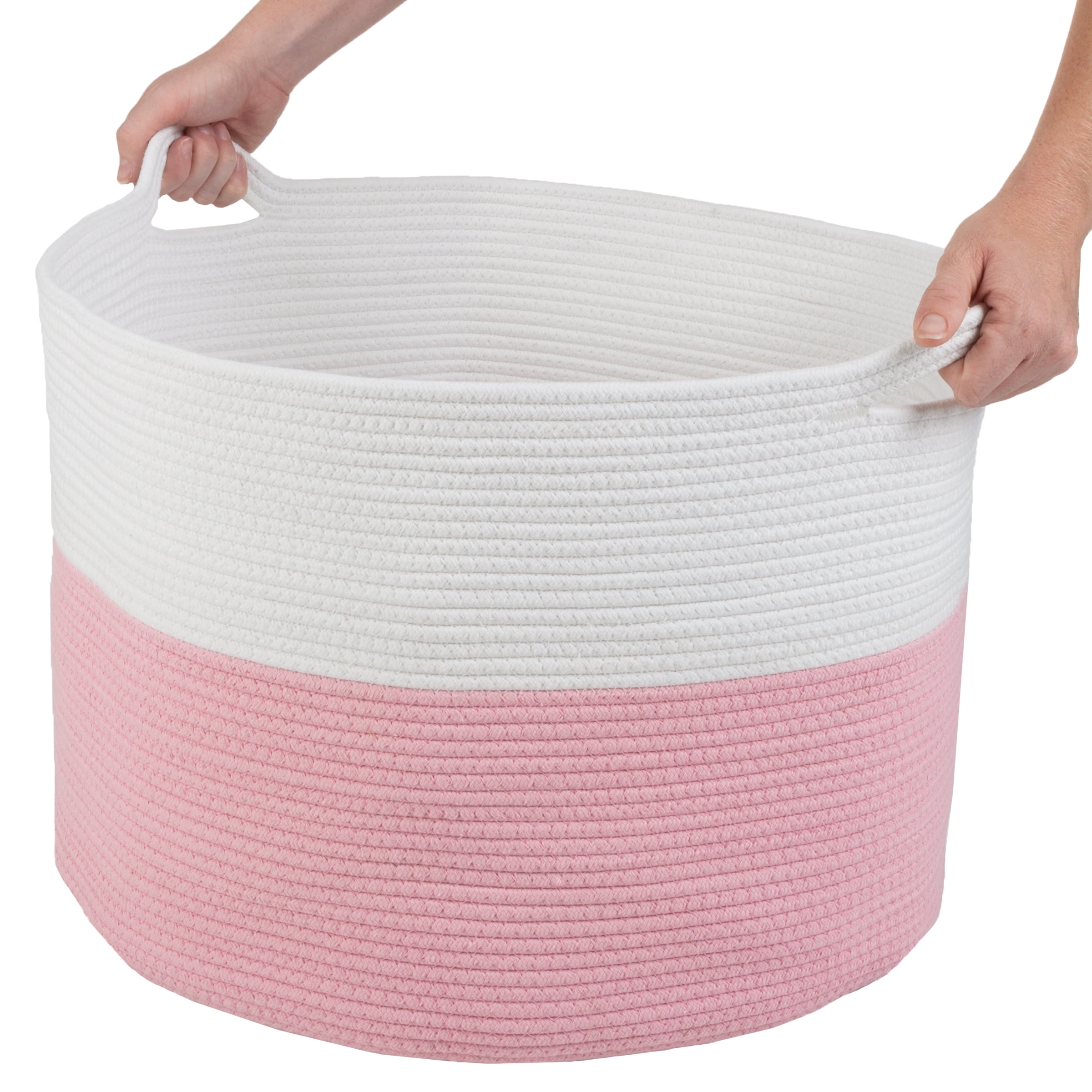 XXXL Pink Storage Boxes Woven Rope Basket for Plush Stuffed Animals Ba –  Timeyard