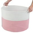 thumbnail image 3 of Home-Complete Extra-Large Rope Basket for Laundry, Blankets, and Toys, Pink, 3 of 5
