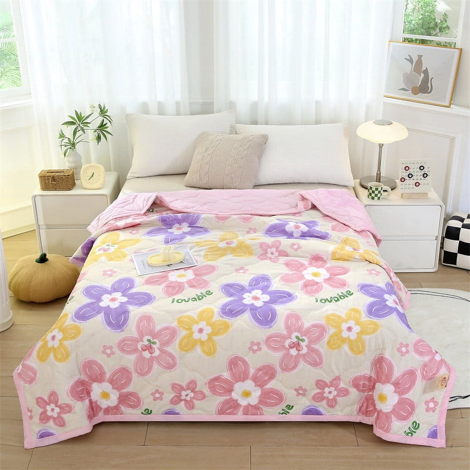 Maowaplg Washable Cotton Printed Summer Quilt Thin Comforter Conditioned Blanket Guest Room Bedding Other
