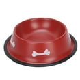 thumbnail image 2 of Cuenco de acero inoxidable para mascotas, comedero para perros y gatos, plato antideslizante resistente para perros con bonito estampado (rojo), 2 of 13